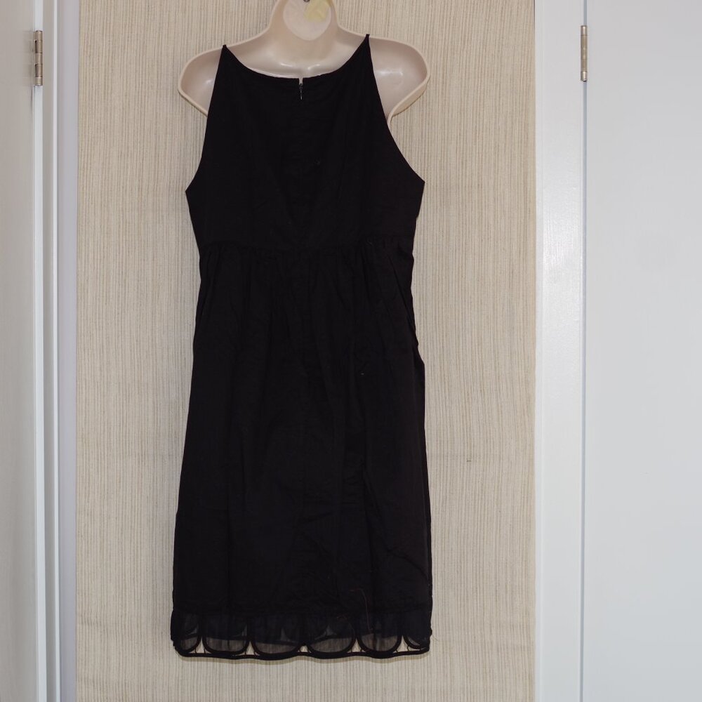 Adrianna Papell Black Cotton sleeveless Lace Trim Knee Tiered dress Size:14